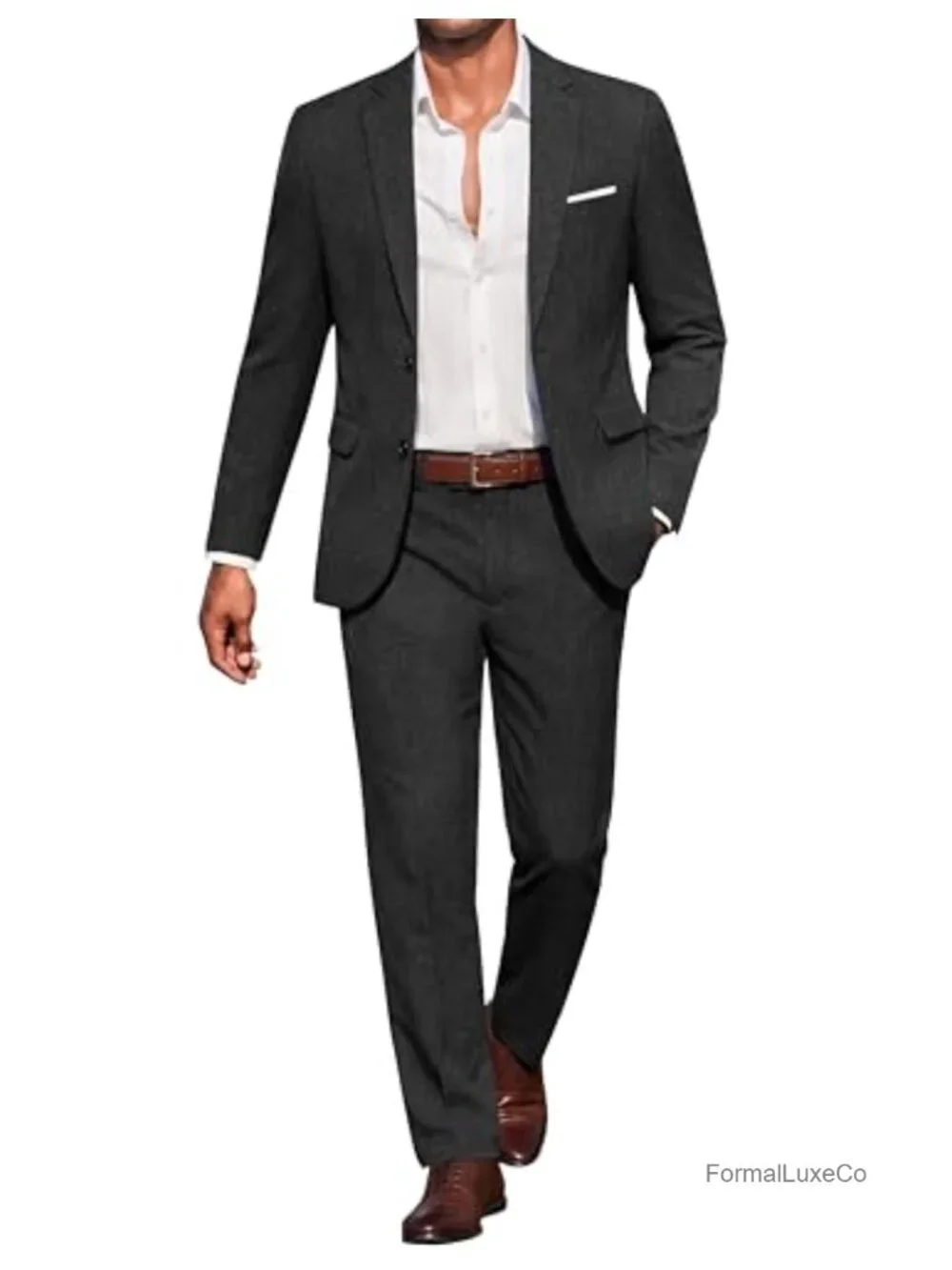 Men's 2 Piece Classic Fit Suit Set Notched Lapel Wedding Business